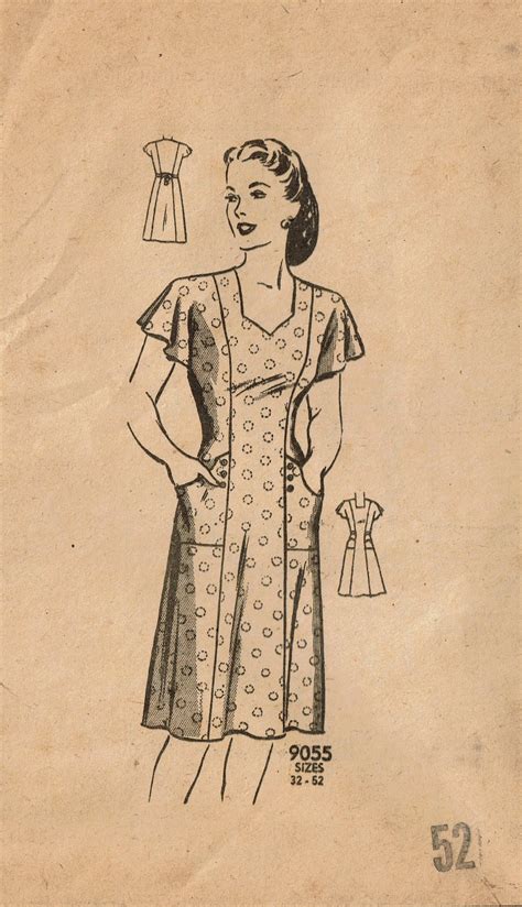 Marian Martin 9413 1940s Misses Wwii Dress 35b Vintage Sewing Pattern Vintage4me2