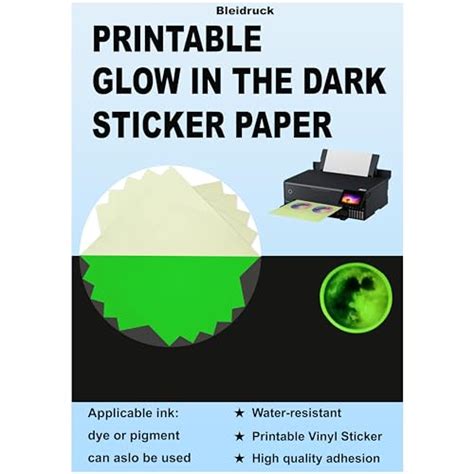 Printable Glow In The Dark Sticker Paper 8 5x11 Inch 5 Sheets Luminous