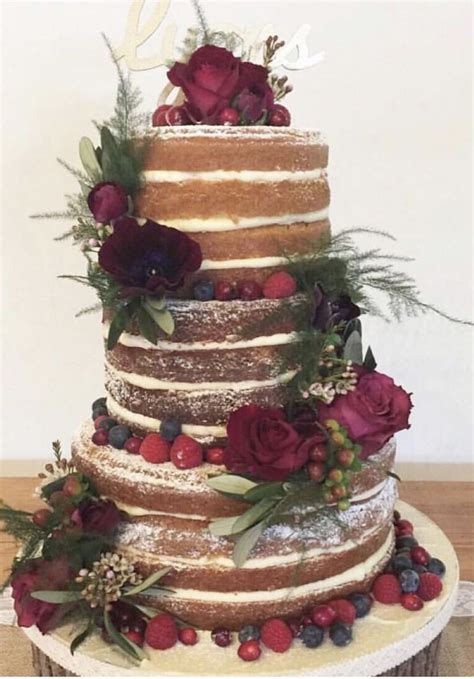 Deep Red Naked Wedding Cake Cake Cover Bespoke Wedding Celebration