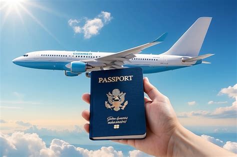 Plane Taking Off Or Landing With Luggage Or Baggage And Blue Passport