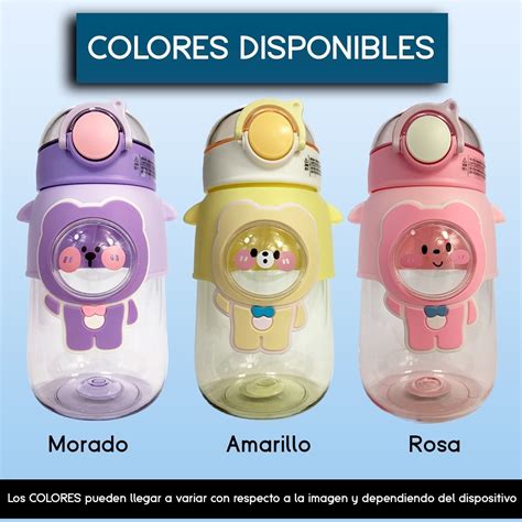 Botella Agua Kawaii Osito Cantimplora Vaso Niños Correa 2pza Envío gratis