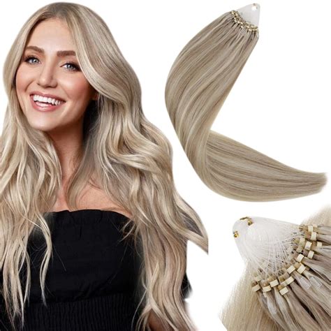 Laavoo Blonde Hair Extensions Micro Ring Highlights Blonde Hair Extensions Micro