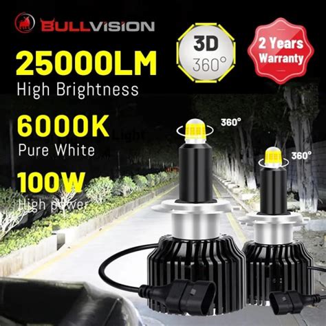 25000LmBullvision H7 LED Strålkastare 25000LM 360 Grader 54st CSP LED