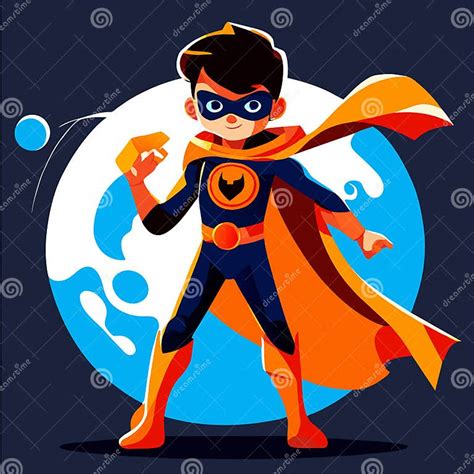 Superhero Boy Cartoon Character Vector Illustration In A Flat Style