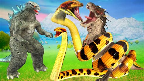 Titanoboa Vs T Rex Vs Godzilla Who Will Win The Fight Monster Snake