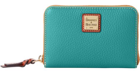 Dooney Bourke Leather Pebble Grain Medium Zip Around Wallet In Blue