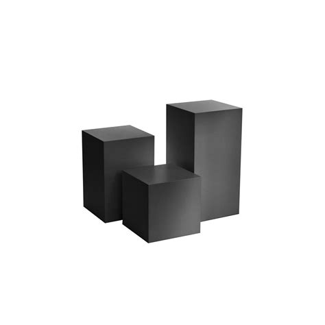 Exhibition Display Plinths Set Of Three Black Varying Heights