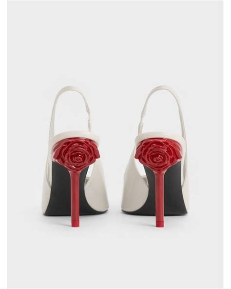 Charles Keith Flor Rose Heel Slingback Pumps In White Lyst