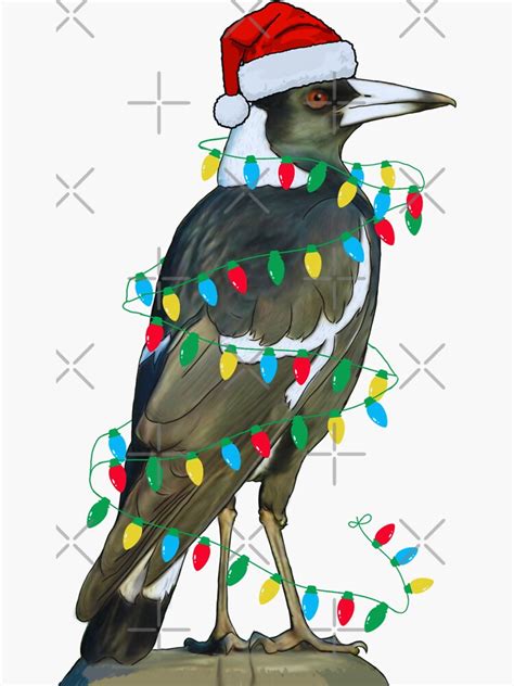 Xmas Magpie Australian Christmas Magpie Bird Sticker For Sale By