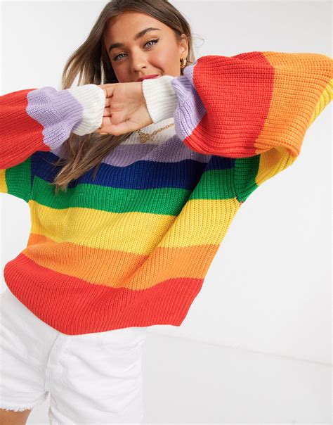 Rainbow Striped Knitted Jumper 6 16 Yrs