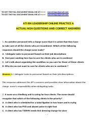 Ati Rn Leadership Online Practice B With Ngn Questions And Answers