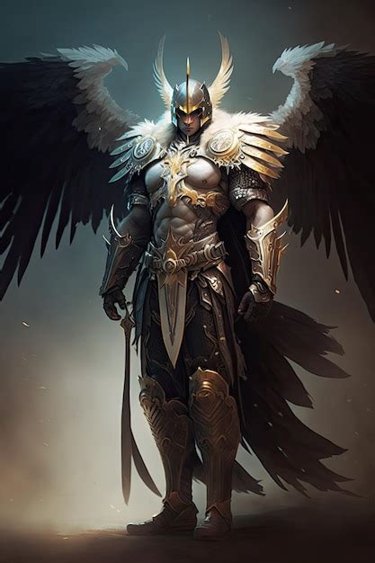 Premium Photo Epic Archangel Warrior Knight Paladin In Heaven With