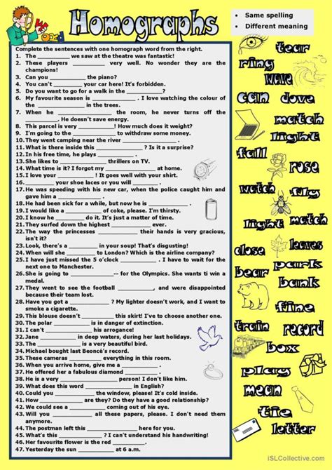 Homographs English Esl Worksheets Pdf And Doc