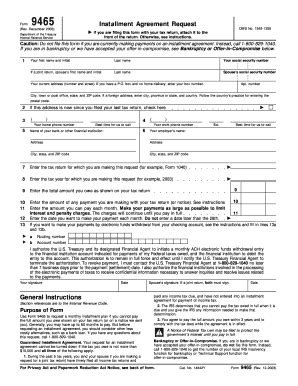 Fillable Online Form Rev December Installment Agreement