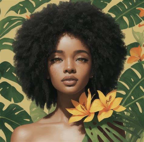 Linda Ilustra O Folhas Verdes De Uma Mulher Tropical Gerada Por Ai