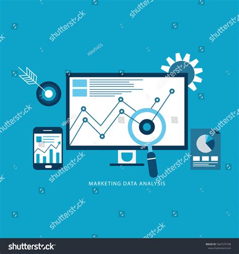 Marketing Data Analysis Concept Flat Design Stock Vector Royalty Free