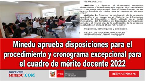 Minedu Aprueba Disposiciones Para El Procedimiento Y Cronograma