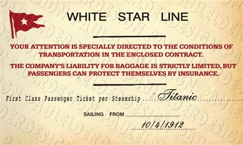 Titanic First Class Ticket Boarding Pass Replica Prop PDF | Etsy