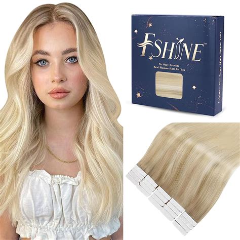 Amazon Fshine Tape In Hair Extensions 16 Inch Balayage Ash Blonde