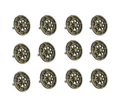 Zeckos Set Of 12 Bronze Cast Iron Cabinet Hardware Knob Compass Rose Drawer Pull Handle One