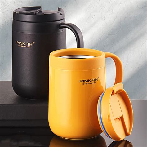 Pinkah Office Stainless Steel Mug Insulated Thermos Cup with Lid ...