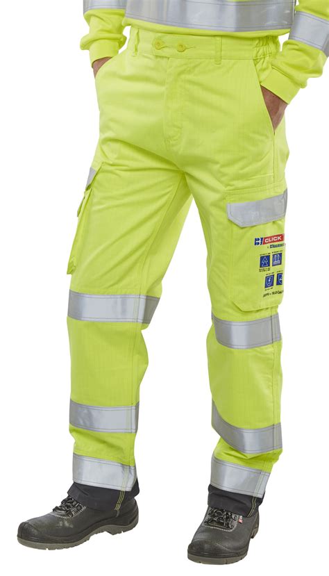 Carc Arc Flash Hi Viz Trousers Saturn Yellow Navy Beeswift