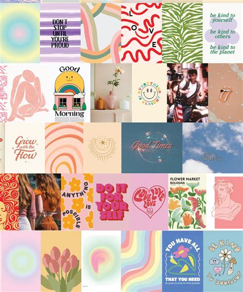 120 Danish Pastel Aesthetic Wall Collage Kit Vsco Girl Room Etsy