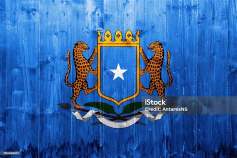 Flag And Coat Of Arms Of Federal Republic Of Somalia On A Textured Background Concept Collage