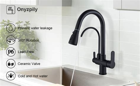 Onyzpily Pure Water Kitchen Faucet With Pull Out Double Handle Hot And