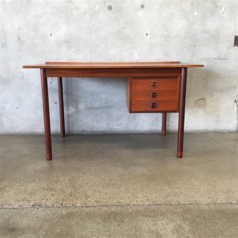 Vintage Mid Century Modern Danish Teak Desk Urban Americana Long