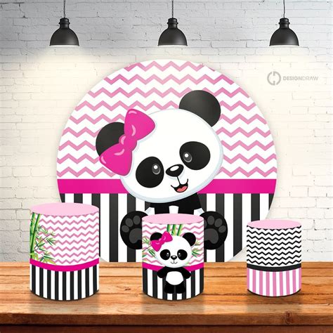 Arte para Painel Panda Rosa Festa de aniversário do panda