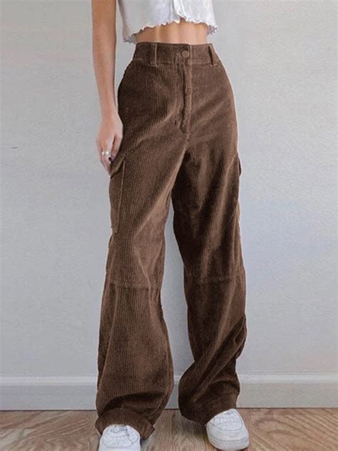 2021 Vintage Corduroy Baggy Pants Brown S In Pants Online Store Best