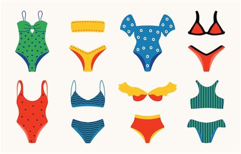 Premium Vector Cartoon Swimsuit Lingerie And Bikini Underwear Doodle Elements Beach Beauty