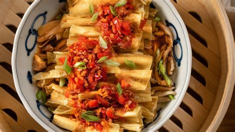 Vegan Recipe Steamed Bean Curd Sticks Yuba With Mushrooms How To