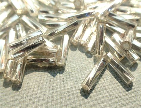 Silver Twisted Bugle Beads 2x6mm 20g Glass Spacer Beads Etsy