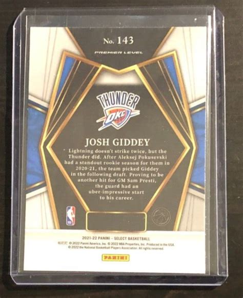 2021 22 Panini Select JOSH GIDDEY Premier Level Rookie Card RC 143