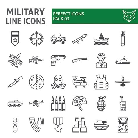 Premium Vector Military Line Icon Set Army Collection