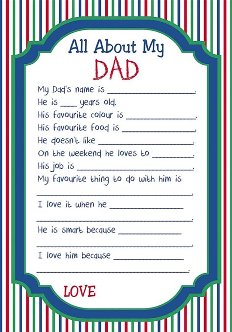 All About My Dad Free Printable Book Printable Word Searches