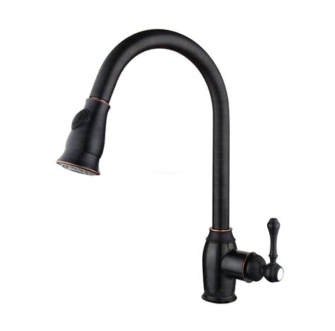 Oil Rubbed Bronze Kitchen Sink Faucet Pull Out Sprayer Mixer Tap 360 Degree Rotating Single