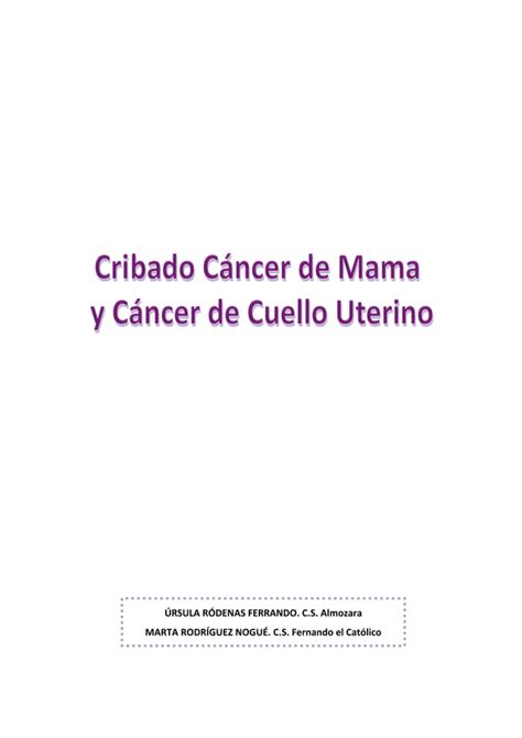 2019 01 10 CRIBADO CANCER DE MAMA Y CERVIX WORD PDF