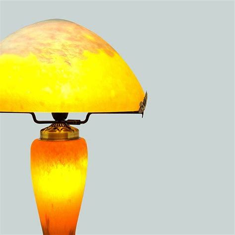 Lampe Champignon Pâte De Verre Orange Vessiere Cristaux Lamp Table