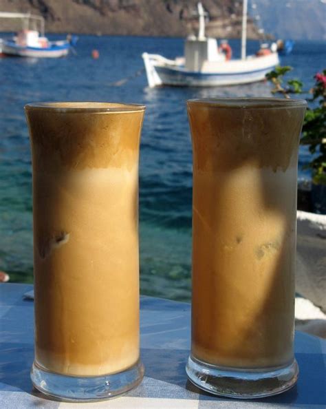 Refreshing Frappes With A View Of Thirasia Santorini