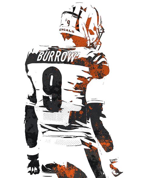 Joe Burrow Cincinnati Bengals Pixel Art 2000 Mixed Media By Joe