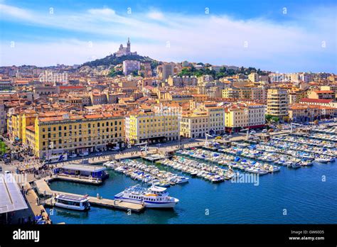 The old Vieux Port and Basilica Notre Dame de la Garde in the ...