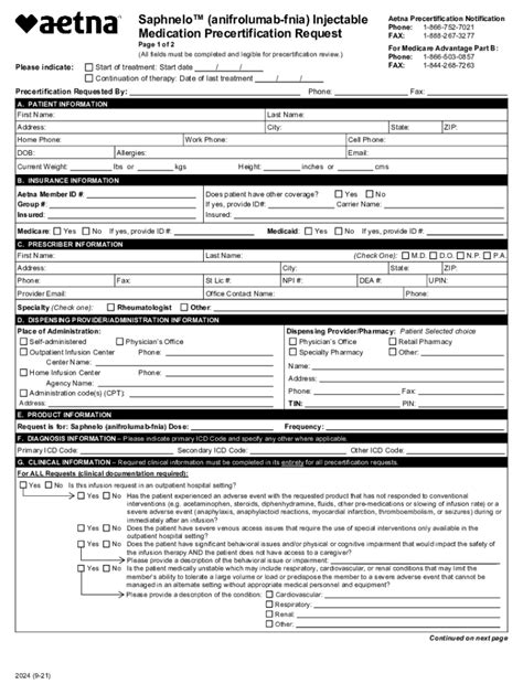 Fillable Online Saphnelo Anifrolumab Fnia Injectable Medication Precertification Request