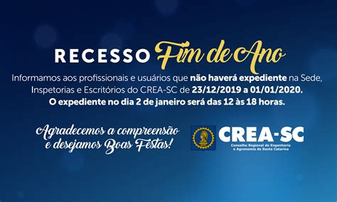 Recesso Fim De Ano Crea Sc