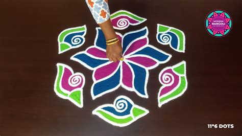 Easy And Beautiful Sangu Kolam Design Easy Shanku Muggulu Design