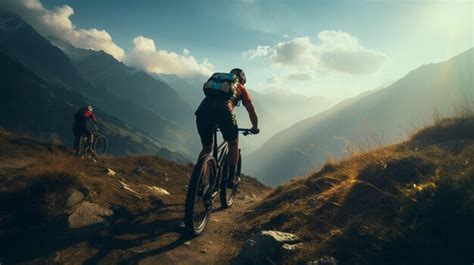 Premium AI Image | Cyclists trails and adrenalinepacked scenes