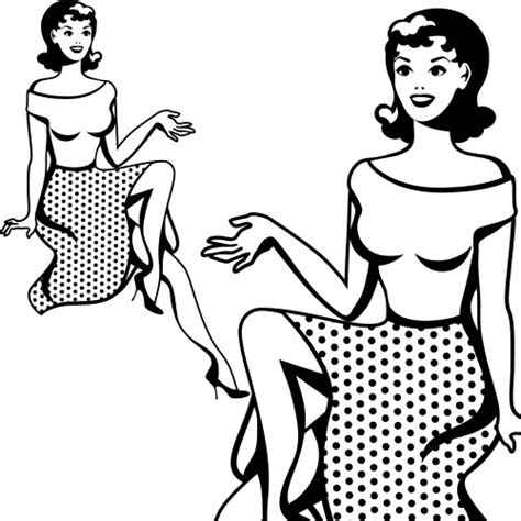 Silhouettes Of Beautiful Pin Up Girls 1950s Style Vector Image