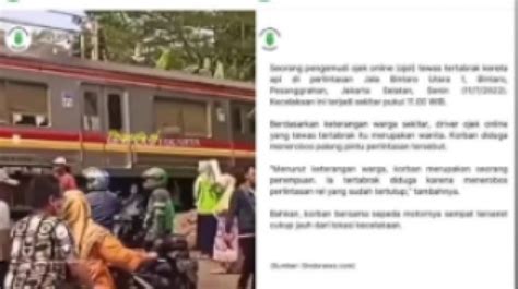 Diduga Terobos Palang Pintu Seorang Driver Ojol Terseret Kereta Api